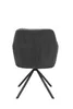 A dark gray swivel chair with a corduroy-like texture is shown from the back, resting on a black tripod base against a white background. Produktbild-Vorschau