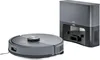 A robot vacuum cleaner and its charging/emptying station are displayed against a white background. Produktbild-Vorschau