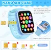 An image showing how to insert a Nano SIM card into a children's smartwatch, with illustrations of different SIM card sizes. Produktbild-Vorschau