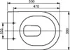 A technical drawing of a toilet with dimensions indicated. Anteprima dell’immagine prodotto