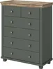 A chest of drawers with a wooden top and gray drawers, shown from the front. Podgląd zdjęcia produktu