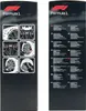 The image shows the packaging of a Formula 1 wheel cover set, with instructional diagrams on one side and multilingual text on the other. Produktbild-Vorschau
