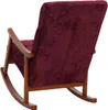 Rear view of a burgundy rocking chair with a wooden frame. Anteprima dell’immagine prodotto