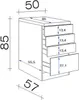 A technical drawing of a cabinet with dimensions indicated. Produktbild-Vorschau