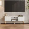 Meuble TV « Eskilstuna » avec 2 portes et 2 étagères Blanc Voir les images du produit 2