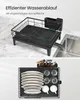 A collage showing a dish drying rack in use and a close-up of its interior. Produktbild-Vorschau
