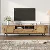 Mobile TV Merax ovale con ante in rattan e ante scorrevoli, Anteprima dell’immagine prodotto 2