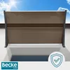 A brown awning is installed above a window or opening, with a blue sky and sun in the background. Náhled obrázku produktu