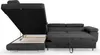 A dark gray sectional sofa with its storage compartment open, revealing wooden slats. Produktbild-Vorschau