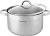 A stainless steel pot with a glass lid. Anteprima dell’immagine prodotto