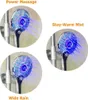 A collage of three images showing a shower head with LED lights and water spraying. Produktbild-Vorschau