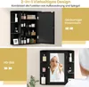 A collage of two images showing a black bathroom cabinet with its door open and a woman applying makeup in front of a similar cabinet. Náhľad obrázku produktu