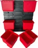 A set of red plastic storage bins mounted on a black modular wall panel. Anteprima dell’immagine prodotto