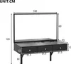 A diagram of a vanity table with dimensions indicated. Voir les images du produit