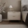 Nachttisch SCARLETT 2S mit Schubladen / Beige + Gold Produktbild-Vorschau 1