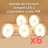 Zestaw 6x nocnych lampek LED z czujnikiem ruchu PIR – Podgląd zdjęcia produktu 1