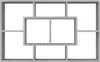 A gray wooden shelf unit with multiple compartments. Voir les images du produit