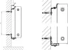 Diagrams showing how to mount radiators to a wall using brackets. Produktbild-Vorschau