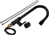 A black kitchen faucet with attached hoses and a spray head, laid out against a white background. Produktbild-Vorschau