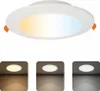 A white LED ceiling light with adjustable color temperature, shown with three examples of its light output. Anteprima dell’immagine prodotto