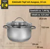 Karl Krüger 101024A Fleischtopf Edelstahl mit Glasdeckel, Ø Produktbild-Vorschau 6