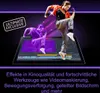 A digital tablet displaying video editing software with a dancer superimposed, with promotional text. Produktbild-Vorschau