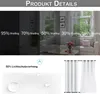 Product details showing different shading levels of curtains and a close-up of fabric with water droplets. Náhled obrázku produktu