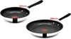 Two frying pans of different sizes are shown against a white background. Text indicating the sizes of the pans is present. Produktbild-Vorschau