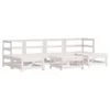 7-tlg. Garten-Lounge-Set mit Kissen Weiß Massivholz Produktbild-Vorschau 3