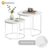 FORTENA Couchtisch Set 2tlg Rund, Marmor Look, mit weißem Produktbild-Vorschau 2
