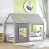 Kinderbett mit Lattenrost, 90x200 cm, Einzelbett, Hausbett Produktbild-Vorschau 2