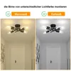 A split image showing a hallway with a ceiling light fixture. The left side shows the light with warm white bulbs, and the right side shows the same light with cool white bulbs. Voir les images du produit