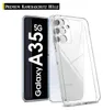 A clear phone case is shown next to a phone with the brand name visible. Produktbild-Vorschau