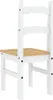 A white wooden chair with a light brown wooden seat is shown against a white background. Produktbild-Vorschau