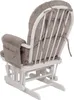 Rear view of a gray corduroy upholstered white wooden rocking chair. Anteprima dell’immagine prodotto