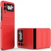 Two red phone cases for a Samsung Galaxy Z Flip 4 5G are displayed against a white background. One case is shown standing upright, and the other is shown lying down, open. Produktbild-Vorschau