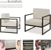 Two outdoor lounge chairs with cream cushions and dark brown frames, accompanied by marketing text and detail shots. Náhled obrázku produktu