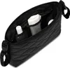 A black quilted organizer bag with internal compartments, showing a bottle and some rolled paper. Náhľad obrázku produktu