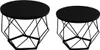 Two black coffee tables with geometric metal bases are shown against a white background. Produktbild-Vorschau