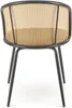 A back view of a chair with a woven seat and backrest, supported by black metal legs. Podgląd zdjęcia produktu