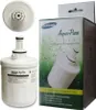 A collage of a Samsung Aqua-Pure Plus refrigerator water filter and its packaging. Produktbild-Vorschau