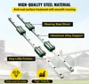 Two linear motion guide rails with bearing blocks, with text overlays describing features. Podgląd zdjęcia produktu