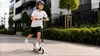 Kinderroller Klappbar LED Zweirad Scooter mit Handbremse Produktbild-Vorschau 2