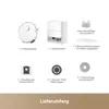 A collage of product components and accessories for a robot vacuum cleaner, presented as a 'Lieferumfang' (scope of delivery) list. Produktbild-Vorschau