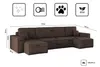 A diagram showing the dimensions and features of a sectional sofa. Produktbild-Vorschau