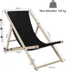 A diagram of a black deck chair with dimensions and weight capacity indicated. Produktbild-Vorschau