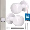 Two white door knobs are shown with some hardware and a "Made in EU" tag. Podgląd zdjęcia produktu