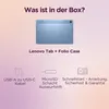 A marketing image showing what is included in the box of a Lenovo tablet. Produktbild-Vorschau