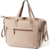 A beige tote bag with rose gold zippers and straps, shown against a white background. Produktbild-Vorschau