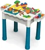 A children's building block play table with various block creations on top and storage bins attached. Anteprima dell’immagine prodotto